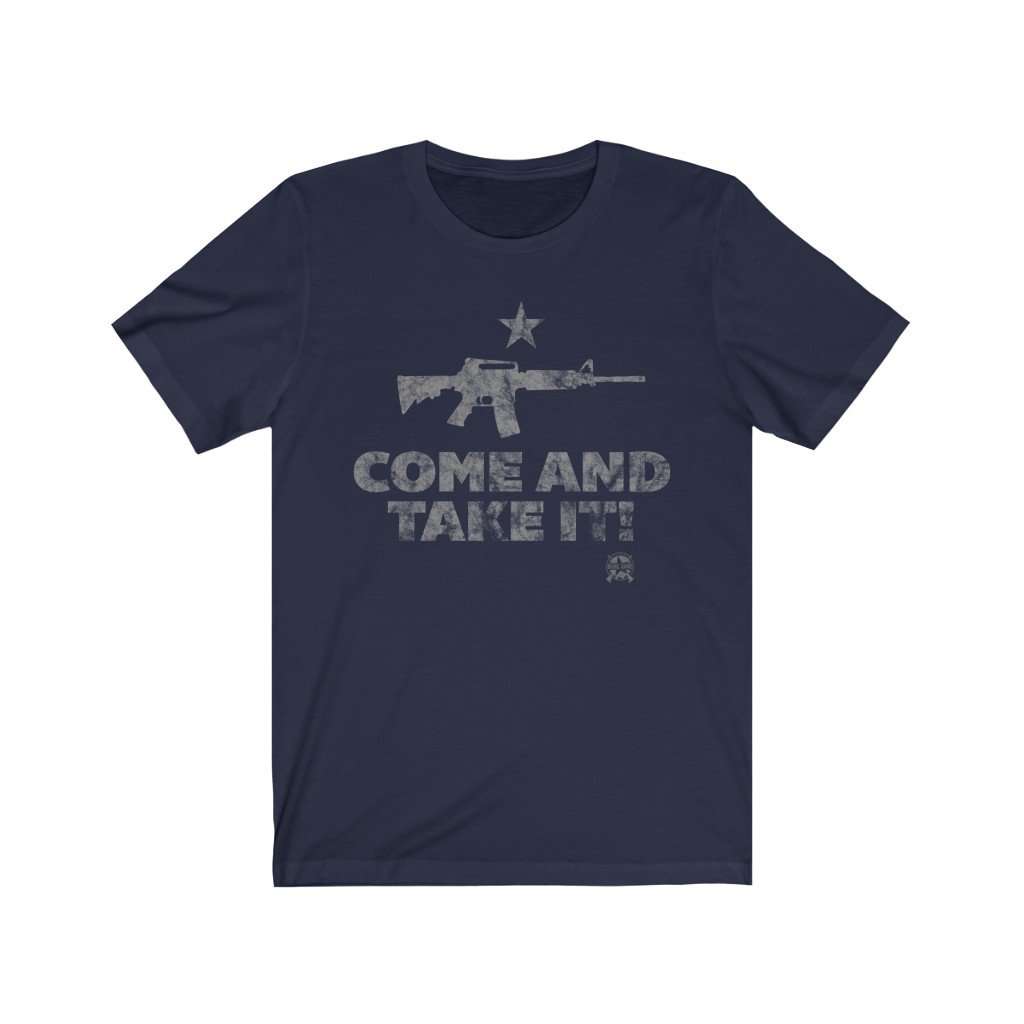 Come And Take It Distressed Style AR-15 Premium Jersey T-Shirt T-Shirt Navy XS 