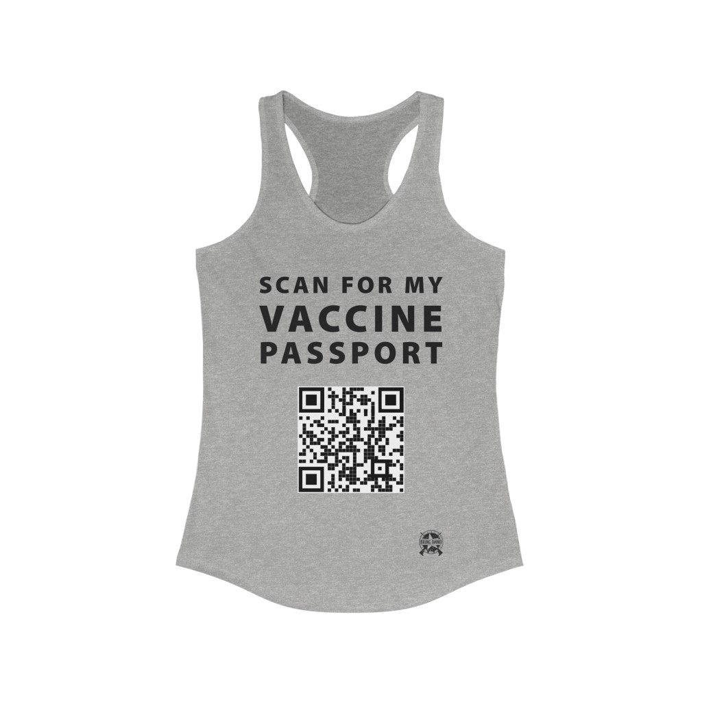 Scan for my Vaccine Passport - Real Working QR Code! Racerback Tank Top Tank Top Heather Grey XS 
