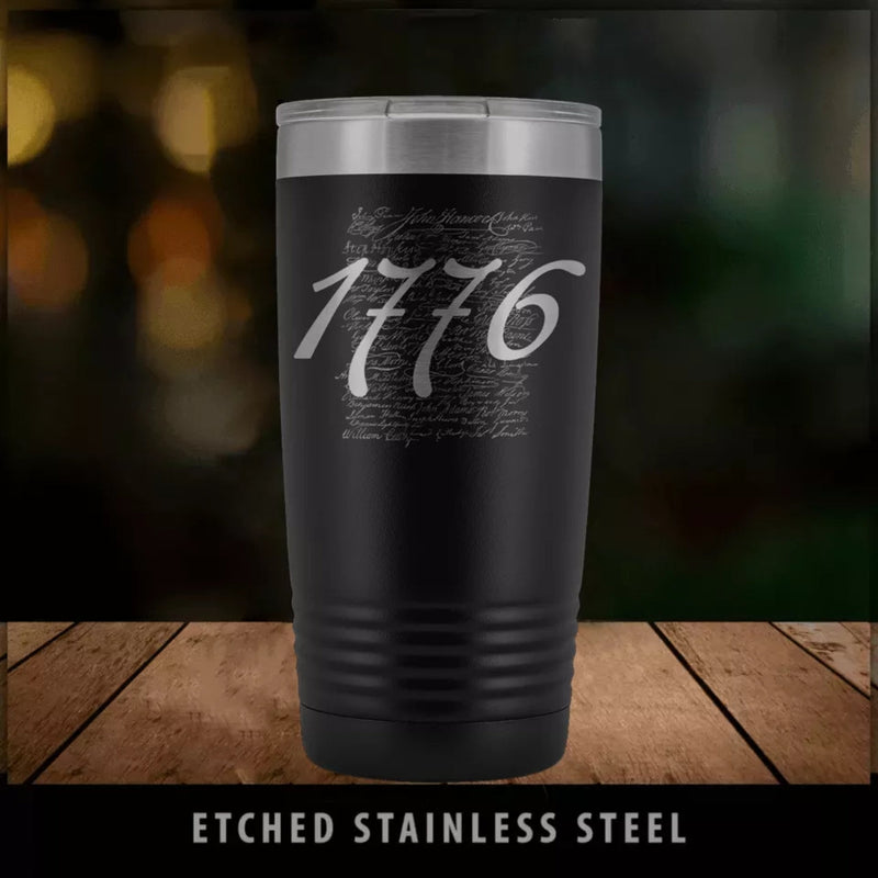 1776 Signers of the Declaration Stainless Etched Tumbler Tumblers Black 