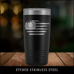 Distressed Betsy Ross Flag Stainless Etched Tumbler Tumblers Black 