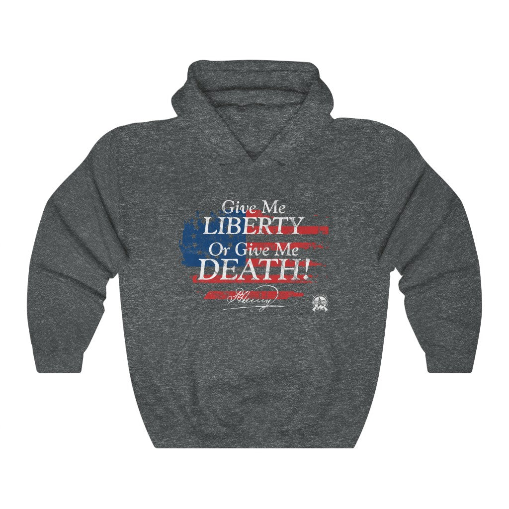 Give Me Liberty or Give Me Death Patrick Henry Signature Hoodie Hoodie Dark Heather S 