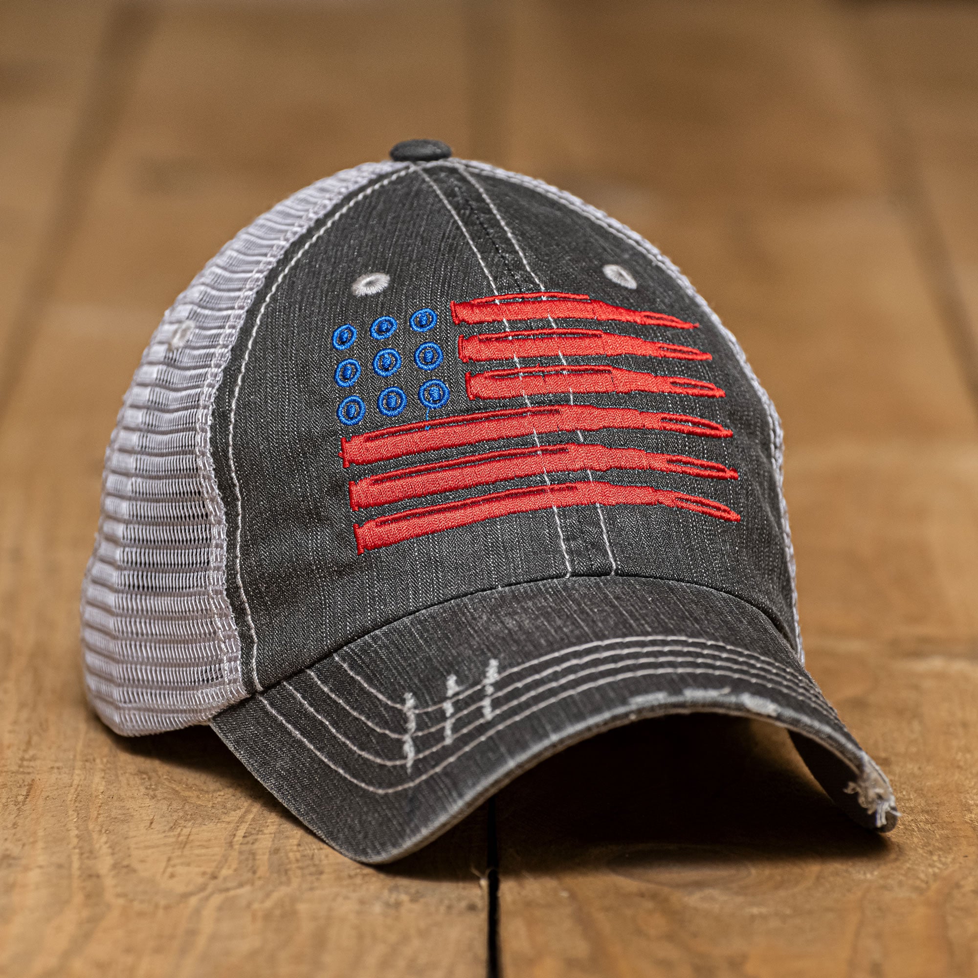American Flag Bullets Distressed Style Hat Hats Black One size 