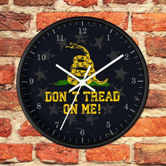 Don't Tread On Me Wooden Wall Clock Home Decor 10 in Black White