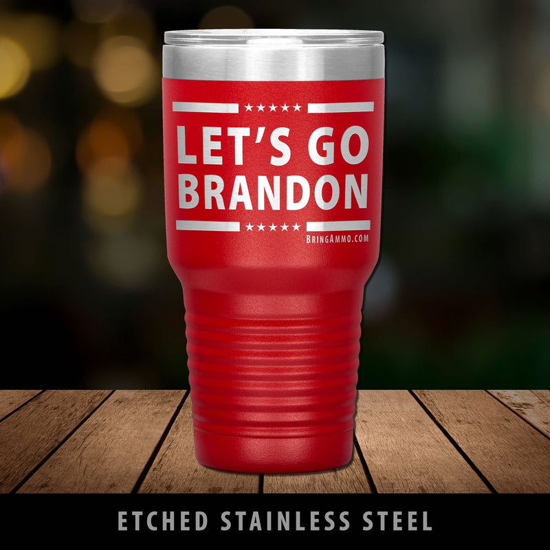 Let's Go Brandon Premium 30oz Stainless Steel Etched Tumbler Tumblers Red 