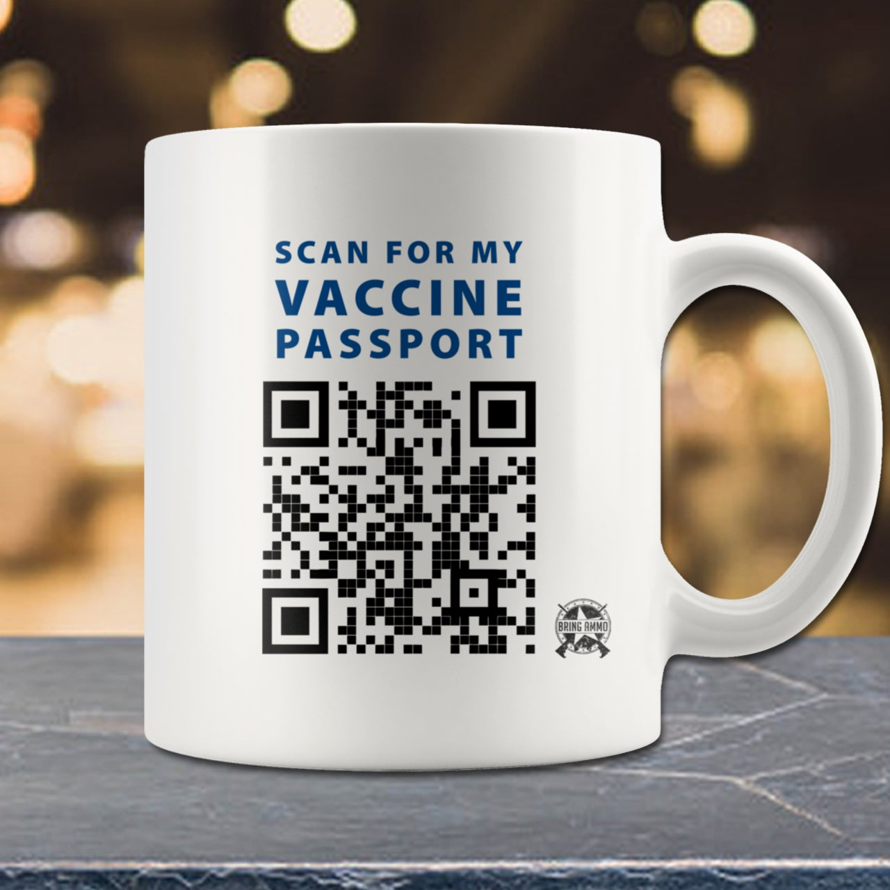 Scan for my Vaccine Passport - Real Working QR Code Mug Drinkware Vaccine Passport 