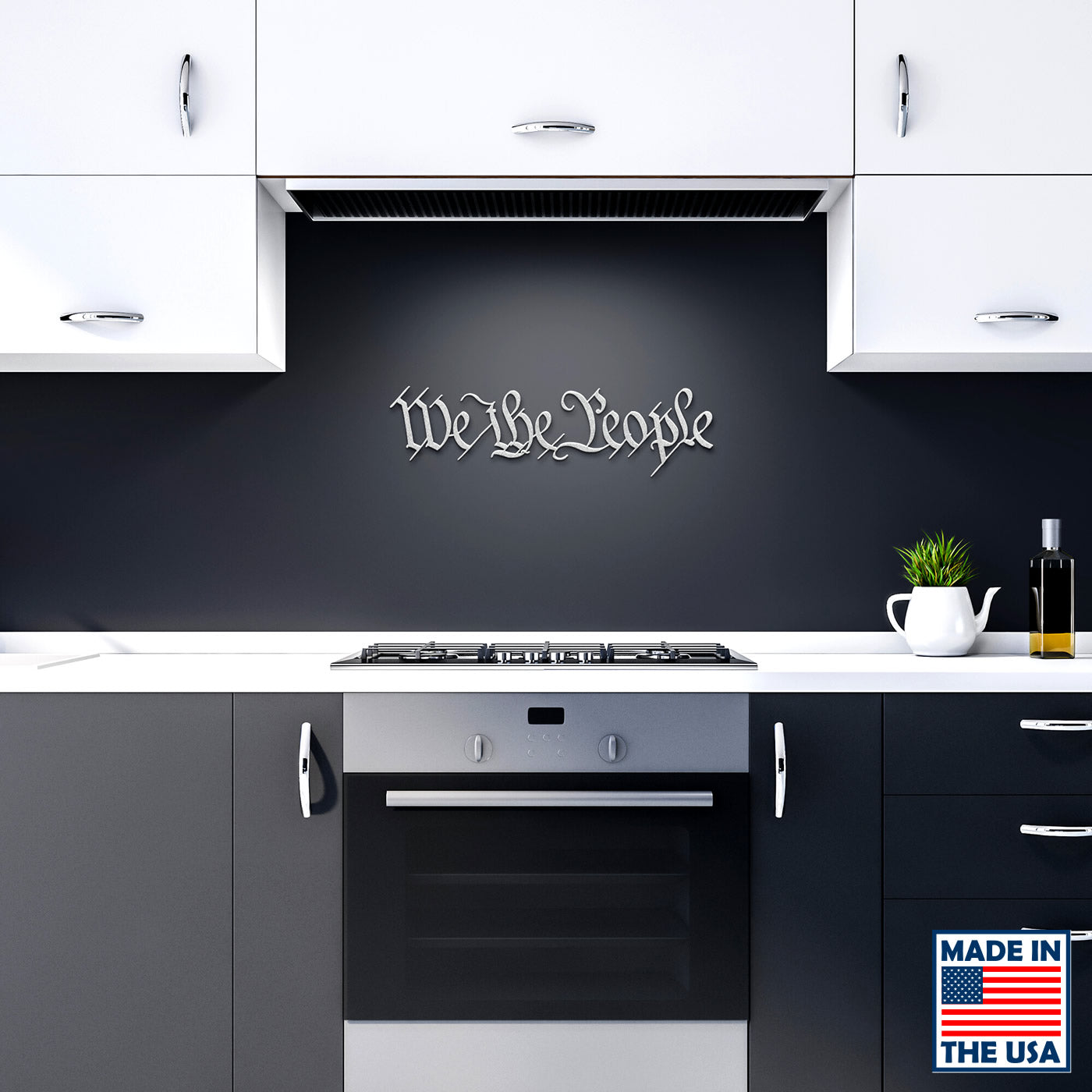 We The People Premium Hand Cut Steel Metal Wall Art Wall Art Silver Small (12 in.) 