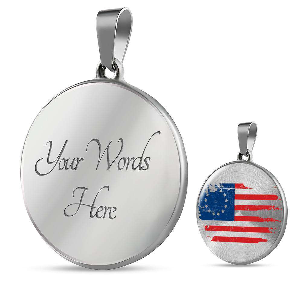 Betsy Ross American Flag Luxury Necklace Jewelry Luxury Necklace (Silver) Yes 