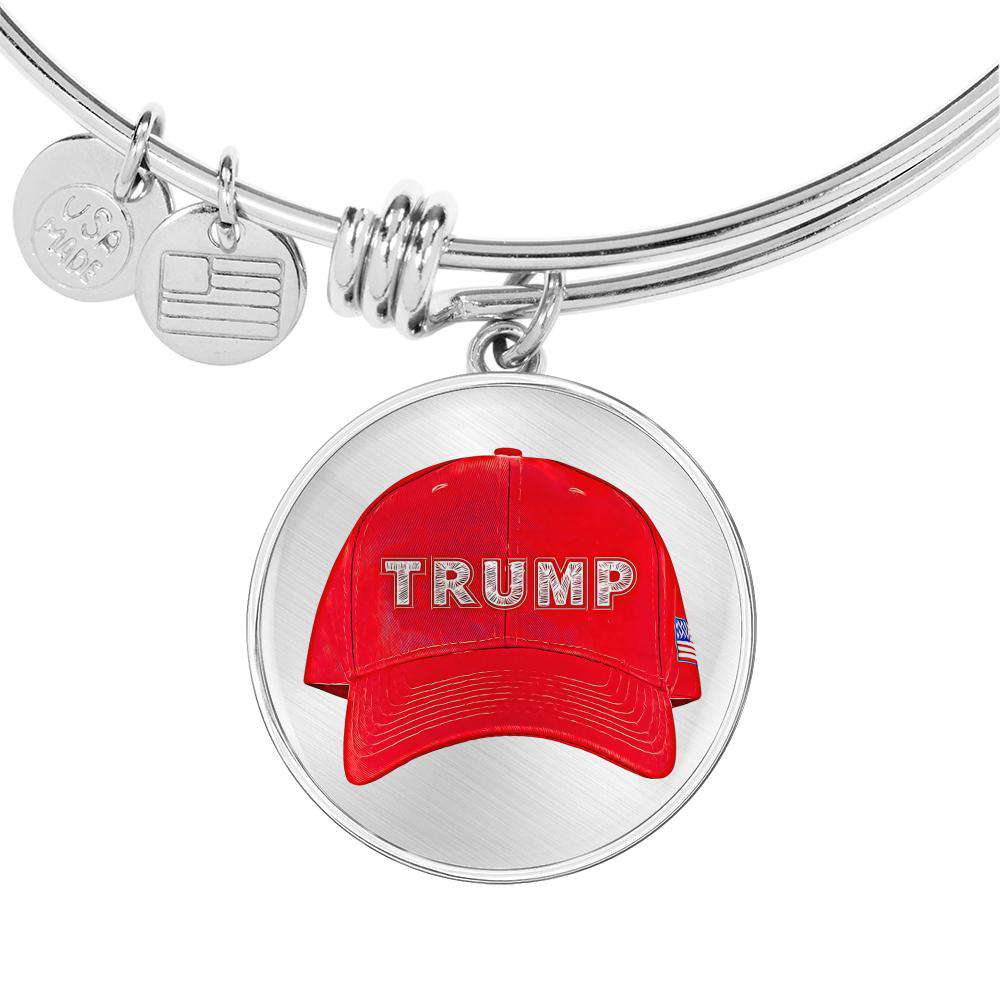 The Trump Red Hat Luxury Bangle Bracelet - Made In USA! Jewelry Luxury Bangle (Silver) No 