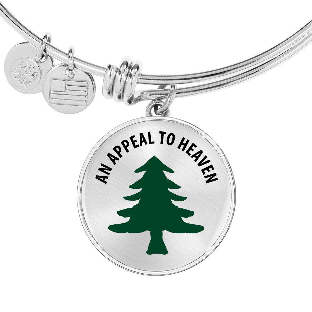 An Appeal To Heaven Revolutionary Flag Luxury Bangle Bracelet - Made In America! Jewelry Luxury Bangle (Silver) No 