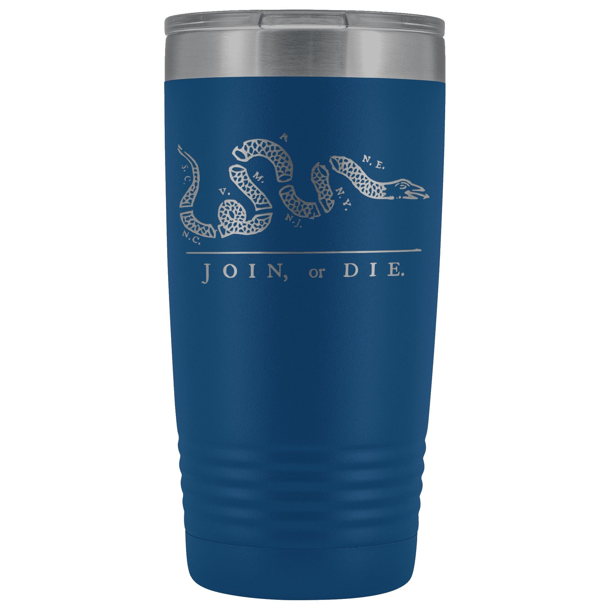 Join or Die Stainless Etched Tumbler Tumblers Blue 