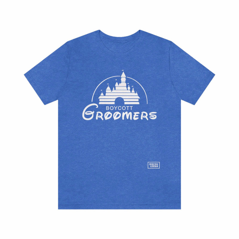 Boycott Groomers Parody T-Shirt Heather True Royal XS 