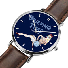 Briefing Time - Retro WWII B-25 Bomber Pinup Nose Art Watch 
