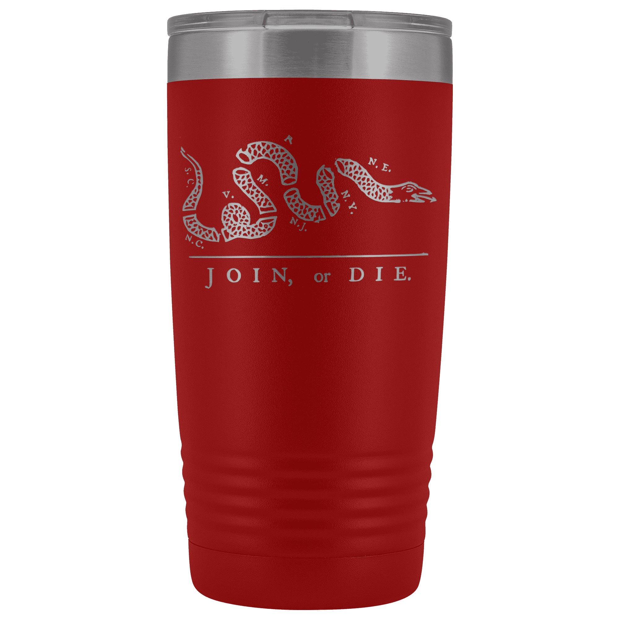 Join or Die Stainless Etched Tumbler Tumblers Red 