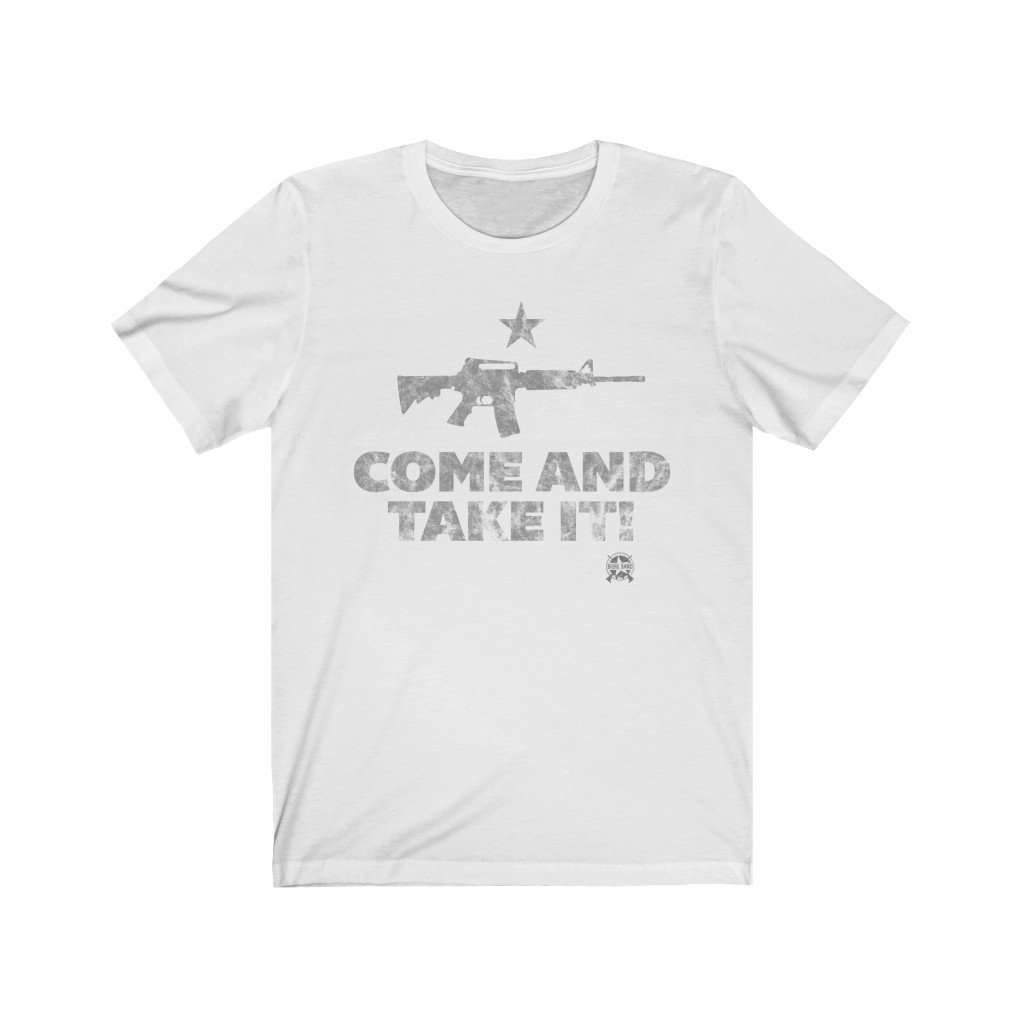 Come And Take It Distressed Style AR-15 Premium Jersey T-Shirt T-Shirt White XS 