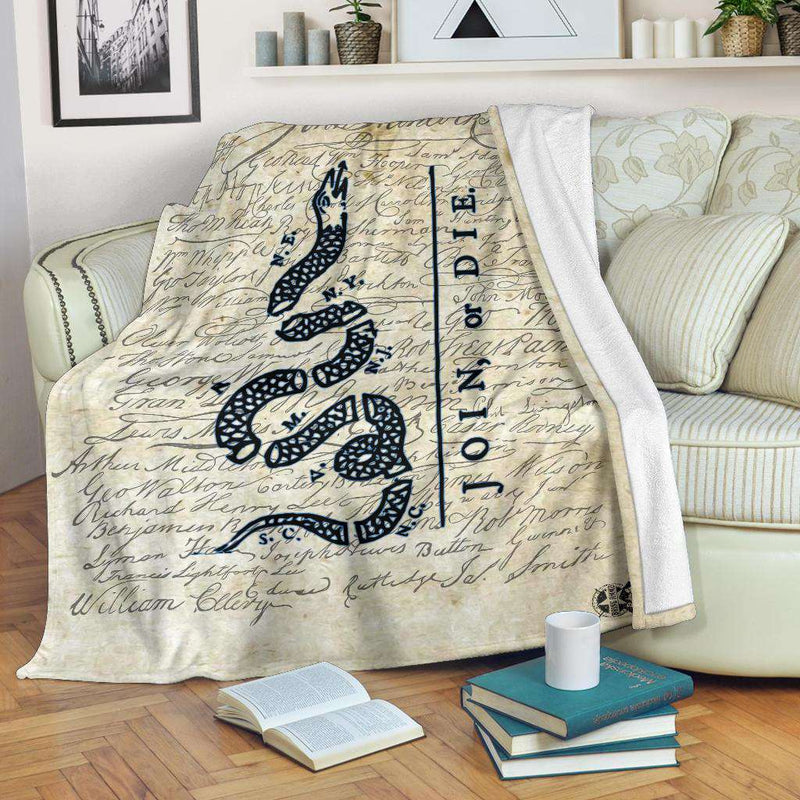 Join or Die with Declaration of Independence Signers Ultra Soft Micro Fleece Blanket Blankets 