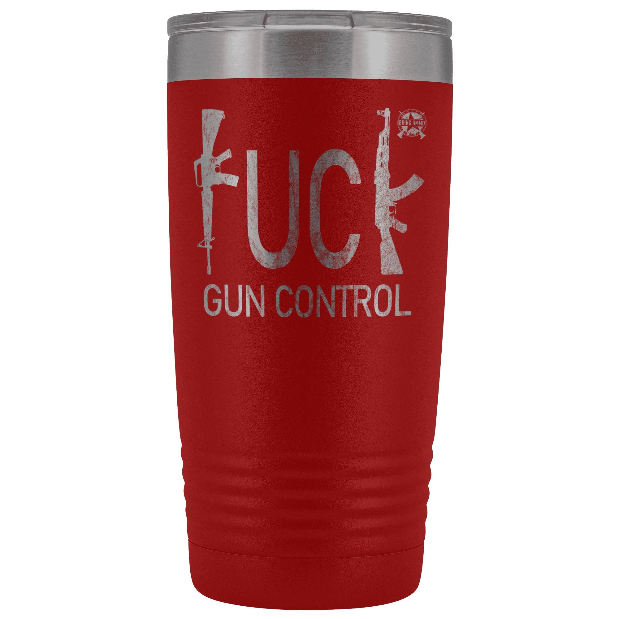 F -- K Gun Control Stainless Etched Tumbler Tumblers Red 